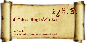 Édes Boglárka névjegykártya